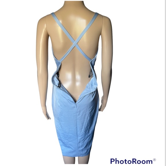 NWT Lavish Alice Cross Back Cowl Neck Midi Dress in Cornflower Blue Size 4 - Picture 10 of 16